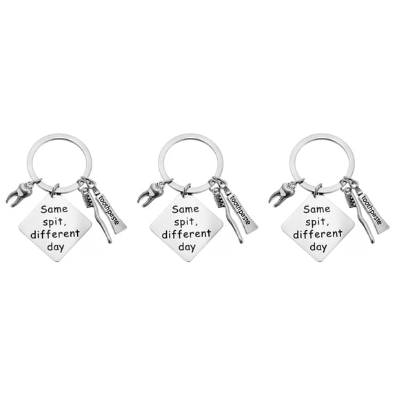 Masteelf 3pcs Same Spit Different Day Keychain Tooth Charm Keychain Toothpaste Charm Keychain Tooth Brush Charm Keychain
