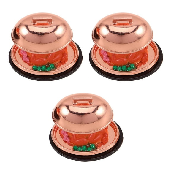 Masteelf 3-Piece 1:12 Scale Thanksgiving Turkey Dinner Dollhouse Accessories Set, Artificial Resin Decor Props for Dollhouse & Miniature Scenes