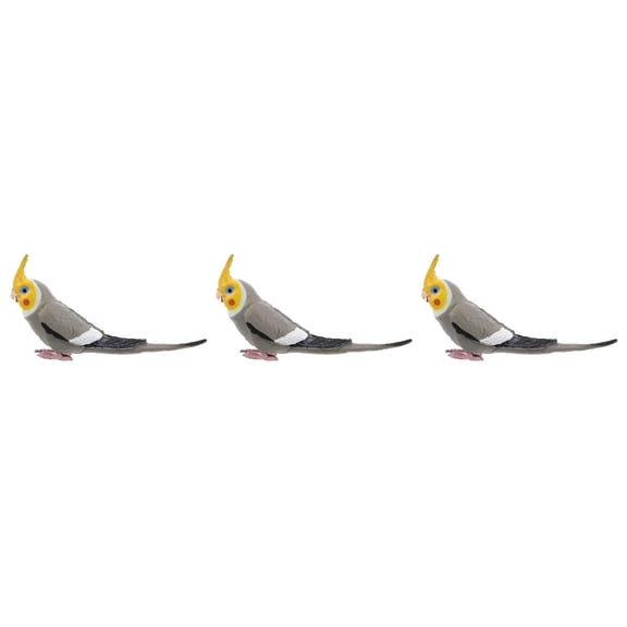 Masteelf 3pcs Simulation Parrot Model Artificial Cockatiel Bird Figurine Realistic Parrot Toy For Home And Garden Decor Standing Bird Statue For Outdoor Decoration