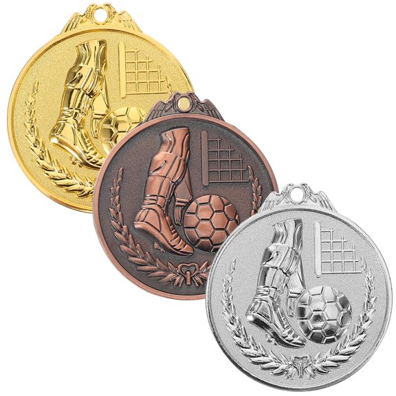 Masteelf 3pcs Soccer Medals Football Medal Gold Medals Awards Trophy Award Kids Winner Trophy Sports Prize Model School Rewarding Supply