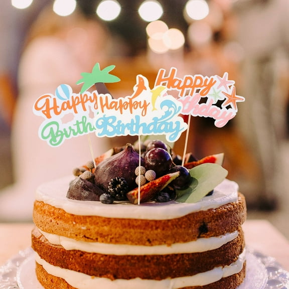 Masteelf 3pcs Summer Beach Cake Decorations Toppers Pool Party Cake Picks Theme Cake Picks (3 Styles)