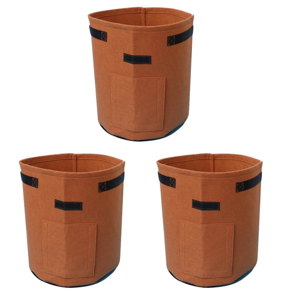 IDEANATEGRATE Plant Grow Bags Light Brown Reusable Sturdy For Patios Small Gardens 3Pcs