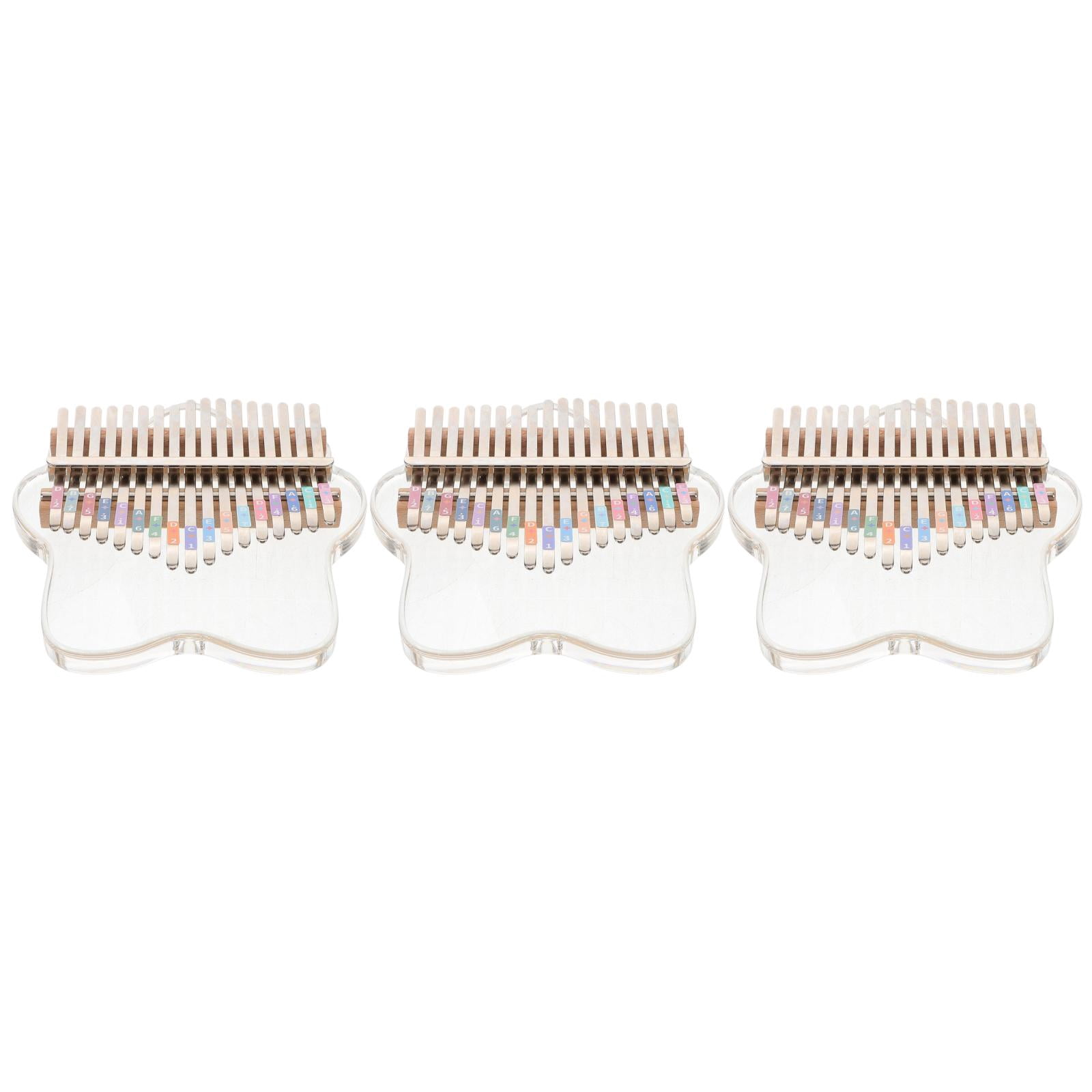 Masteelf 3pcs Transparent 17-Key Thumb Piano with Tuning Hammer Portable Kalimba for Beginners Thumb Piano Portable Kalimba Hand Piano Musical Instrument