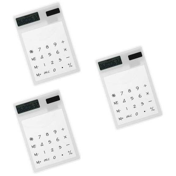 Masteelf 3pcs Unique Transparent Touch Panel Design Solar Powered Calculator (White)