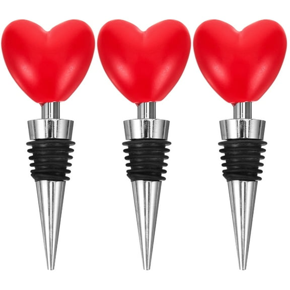 Masteelf 3pcs Wine Bottle Plug Party Red Wine Bottle Stopper Heart Topper Bottle Stopper