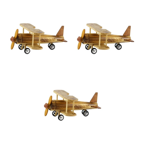Masteelf 3pcs Wood Aircraft Airplane Ornament Toys Wood Tanker Aircraft Toys Kids Wood Toys Wooden Handicraft Supplies