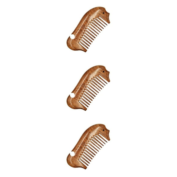 Masteelf 3pcs Wooden Hair Comb Small Natural Sandalwood Creative Fish Shape Anti-Static Comb for Woman (Coarse Teeth Pattern)