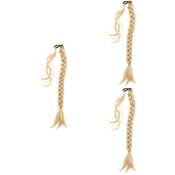Masteelf 3pcs Wrap Around Ponytail Extension Long Braided Ponytail Wig Synthetic Hairpieces for Women