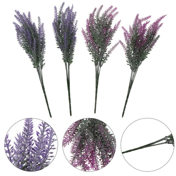 Masteelf 4 Bunches Artificial Lavenders Realistic Flowers Bride Purple