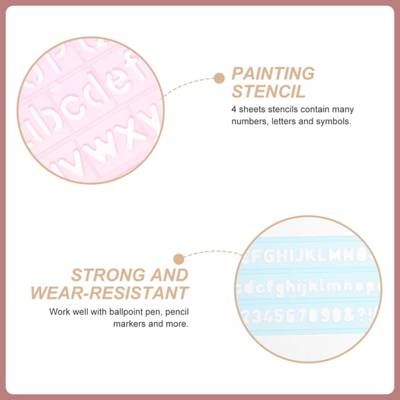 Masteelf 4 PCS Alphabet Stencils Drawing Reusable Washable