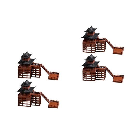 Masteelf 4 PCS Mini Pagoda Statue Miniature Japanese Garden Pavilion Aquarium Fish Tank Micro Landscape Ornament for Fairy Garden Accessories