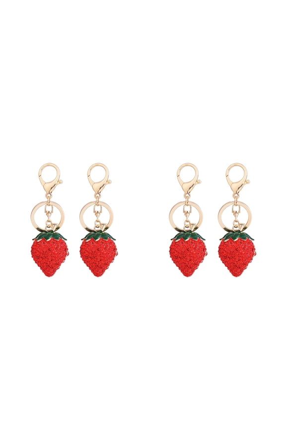 4 PCS  Strawberry Key Ring Beautiful Strawberry Keychain Adorable Cute Bag Pendant Key Ring Elegant Keychain Accessory for Purse Handbag Backpack