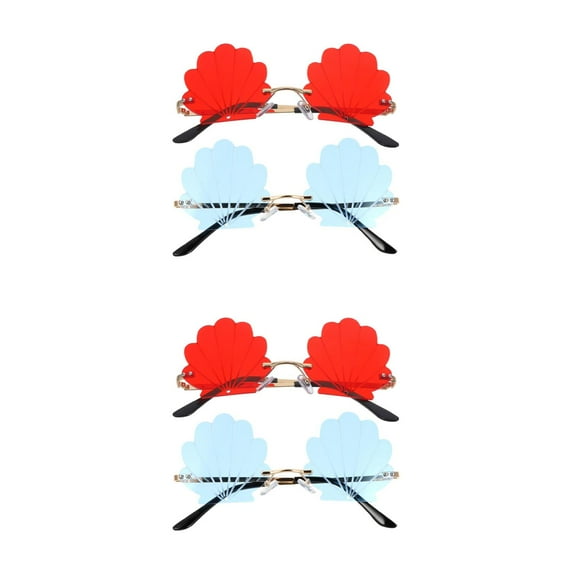 Masteelf 4 Pairs Of Fashion Rimless Seashell Shaped Sunglasses For Women Trendy Frameless Shell Glasses Decorative Frameless Glasses Rimless Eyeglasses Beach Sunglasses