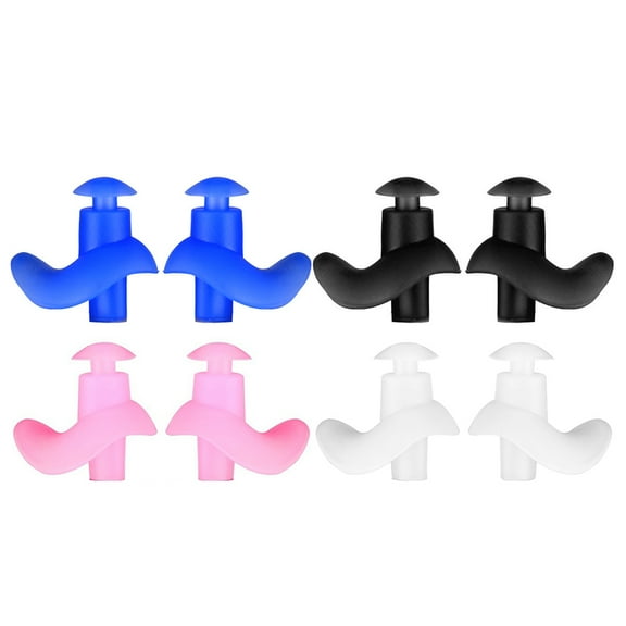 Masteelf 4 Pairs of Professional Swimming Ear Plugs Waterproof Reusable Silicone Earplugs for Kids Children (Blue + Black + White + Pink)