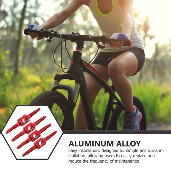 Masteelf 4 Pcs Bicycle Threading Connector 2.50X0.50X0.50CM Red