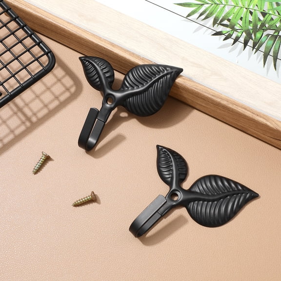 Masteelf 4-Piece Black Decorative Wall Hooks Set for Hanging Coats, Hats, Bags - Coat Rack Hardware