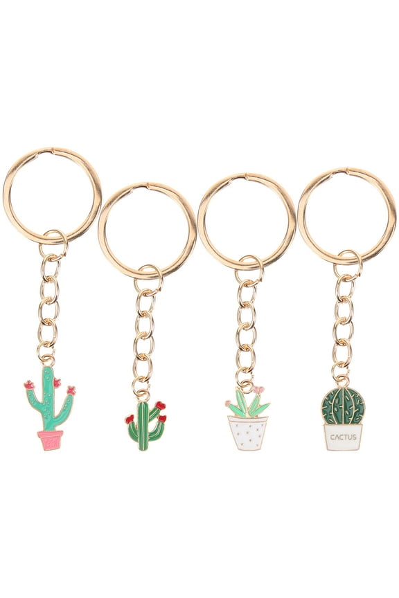 4 Pcs Cute Cactus Keychain Accessories Set, Decorative Plant Charms for Bags, Keys, and