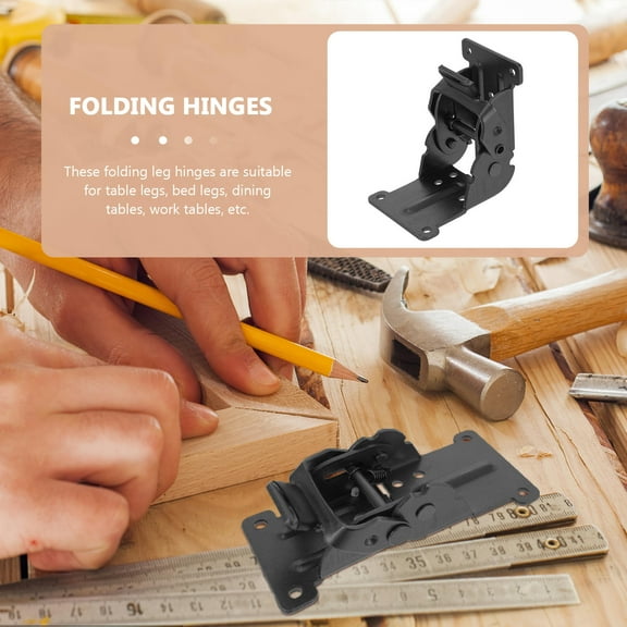 Masteelf 4 Pcs Chair Leg Foldable Brackets Folding Table Legs Heavy Duty Support Hinge Black