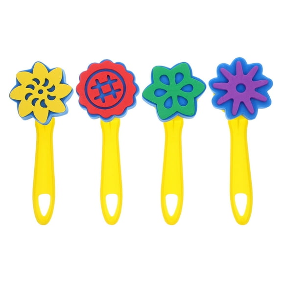 Foam Stamp Brush Set for Kids Craft Use with Assorted Colors and Shapes 4pcs