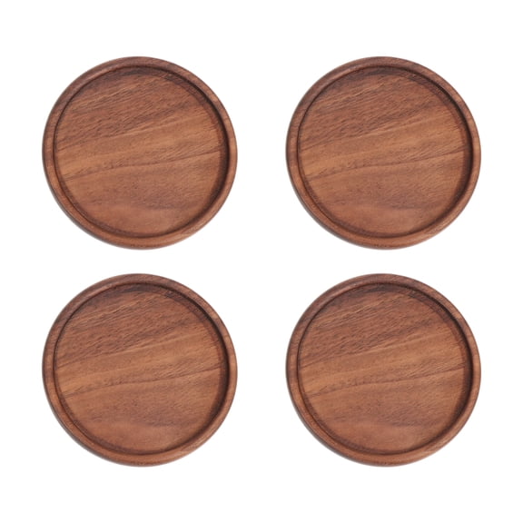 Masteelf  4 Pcs Cup Warmer for Desk Fruit Platter Black Walnut Coasters