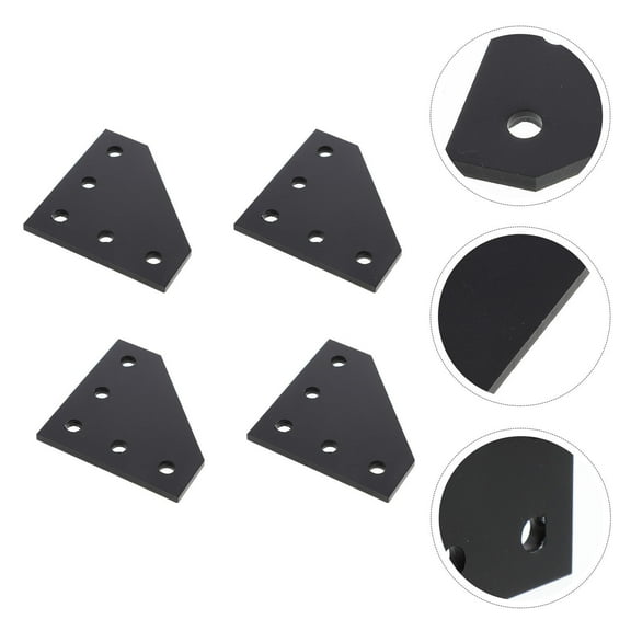 Masteelf  4 Pcs L-shaped Connecting Plate Joining Aluminum Profile Work Black
