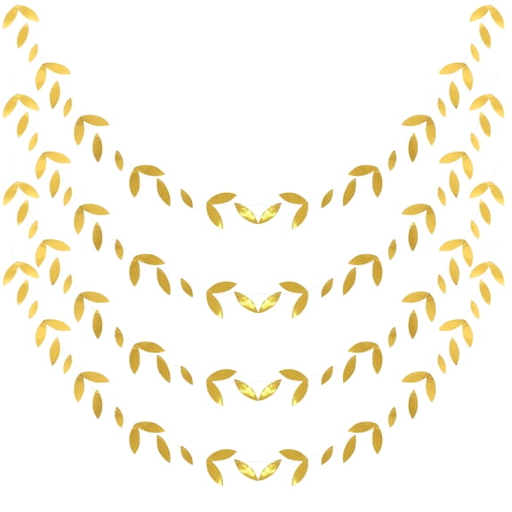 LOLIPPYY Leaf Banner Decorations Paper Leaf Gar Streamer Golden 4Pcs