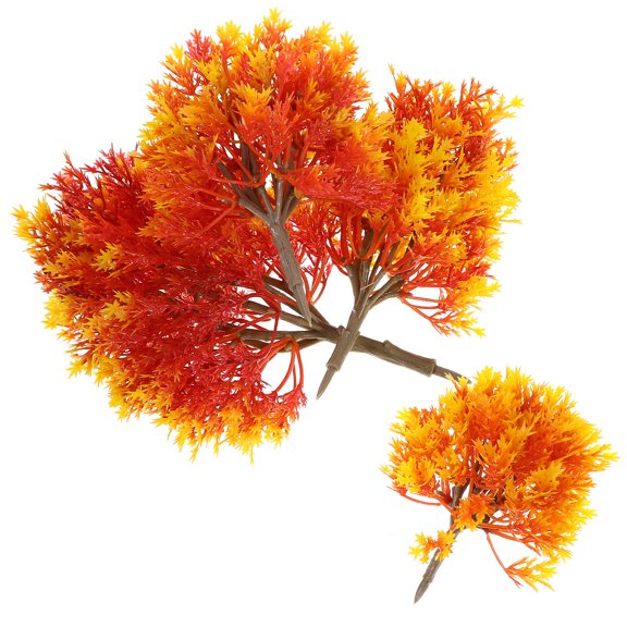 Masteelf 4 Pcs Mini Orange Maple Tree Model Props for Garden Scenery DIY Landscape (19cm, 15cm, 13cm, 10cm)