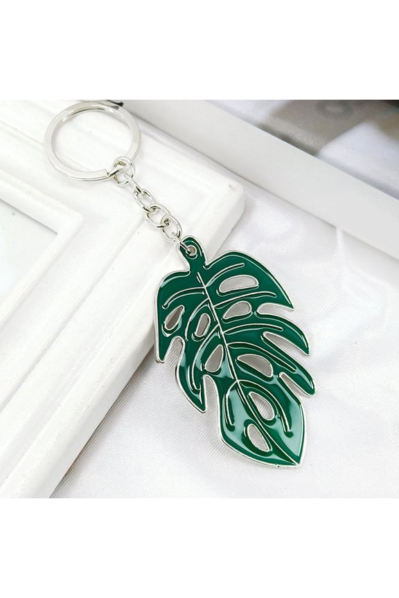 4 Pcs Monstera Leaf Keychain Charms Women Ornament