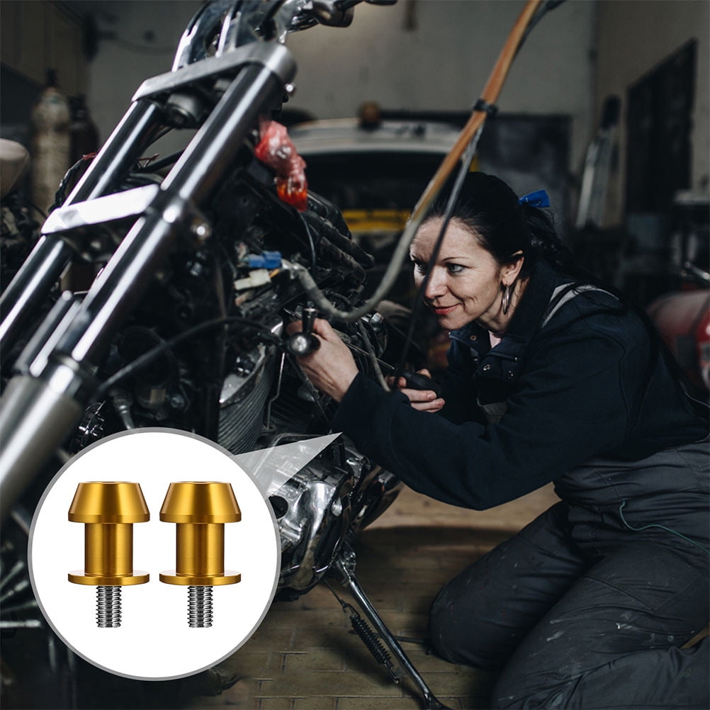 Masteelf 4 Pcs Motorcycle Screws Motorbike Swing Arm Sliders Bobbins Man Golden