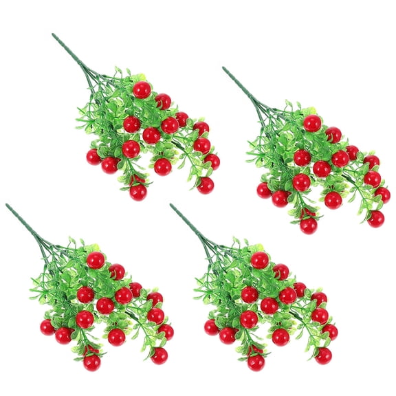KALLORY Fruit Branch Bouquet Artificial Fruit Plants Branches Plastic 4Pcs