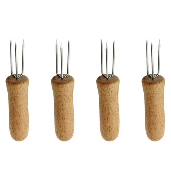 Masteelf 4 Pcs Forks Fruit Stainless Steel Corn Finger-safe Assorted Color