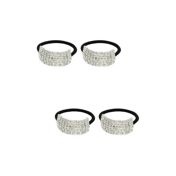 Masteelf 4 Pcs Rhinstone Hair Rings Elegant Hair Circle Women Hair Band Girls Holder Hair Accessories