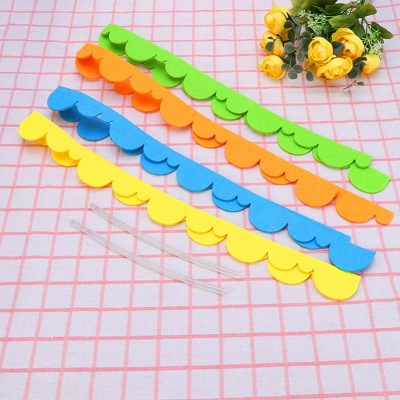 Masteelf 4 Pcs Ruffled Wavy Lace Strips Bulletin Board Decoration 90.00X4.00X0.20CM