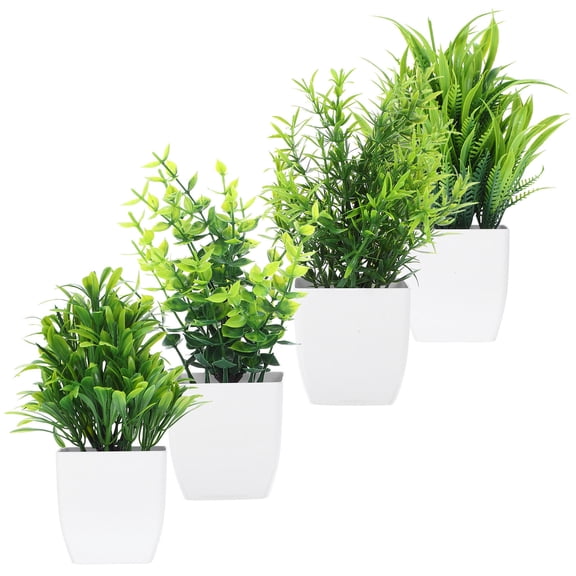 Masteelf  4 Pcs Shrubs Outdoors Simulated Green Bonsai Office