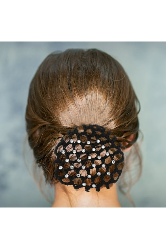 4 Pcs Stylish Hair Bun Nets Acrylic Rhinestone Hair Snood Dance Hair Nets for Buns Hair Bun Covers for Women Ballet Hair Accessories
