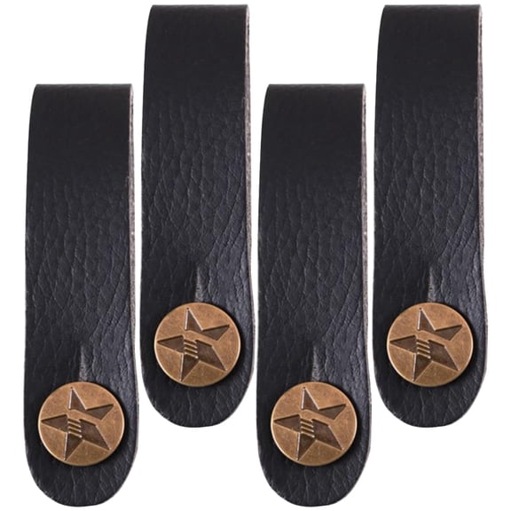 LOLIPPYY 4Pcs Practical Black PU Guitar Neck Strap Locks for Secure Playing
