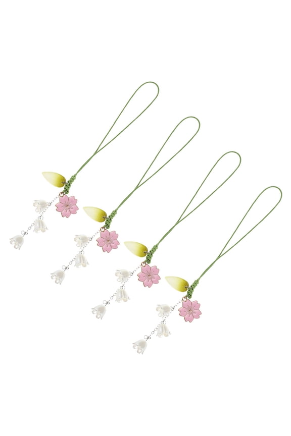 4 Pcs Tulip Keychain Hand-crank Nozzles Personalized Mini Animals Color Charm