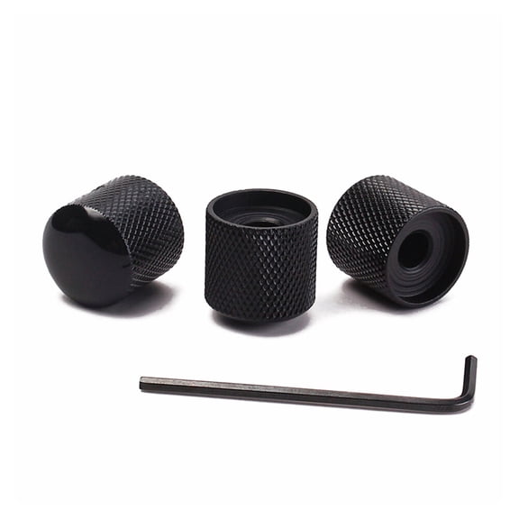 Masteelf 4 Pcs Tuners Metal Buttons Bass Knobs Solid Shaft