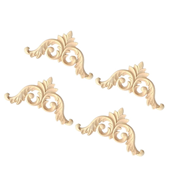 Masteelf 4-Piece Set Unfinished Carved Wood Wall Shelves for Home Decoration and Display Storage