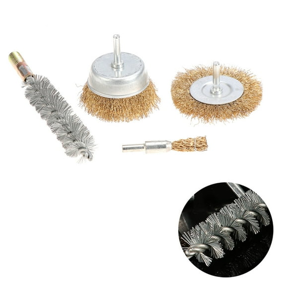 Masteelf 4 Pcs Wire Wheel Brush Set Polishing Wheels Abrasive Wheels Drill Accessory Kit for Rotary Tools