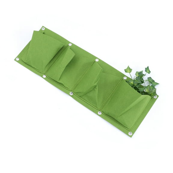 Masteelf 4 -Pockets Horizontal Hanging Planters Flowers Growing Container Pots Outdoor Green