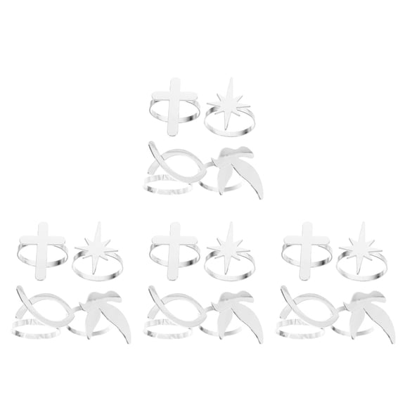 Masteelf 4 Sets  Cross Napkin Ring Napkin Napkin Rings Religious Napkin Buckles Serviette Buckle Serviette Holder Cross Napkin Holder Serviette Rings