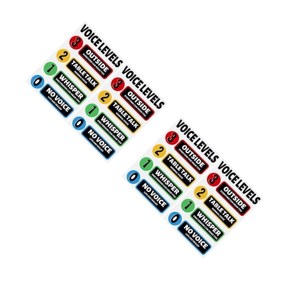 Masteelf 4 Sets  Voice Level Wall Stickers Classroom Rules Posters Classroom Decor Sign Voice Level Chart Wall Decoration Classroom Rules Voice Level Sticker
