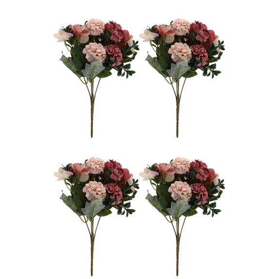 Masteelf 4 pcs Artificial Flowers Hydrangea Flowers Artificial Flower Bunch Bouquet Floral Table Centerpieces with Long Stem for DIY Home Kitchen Garden Party