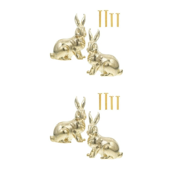 Masteelf 4 pcs Cute Animal Dresser Knobs Adorable Rabbit Dresser Knobs Drawer Handles Brass Cabinet Knob For Kids Room Decor Furniture Accessories