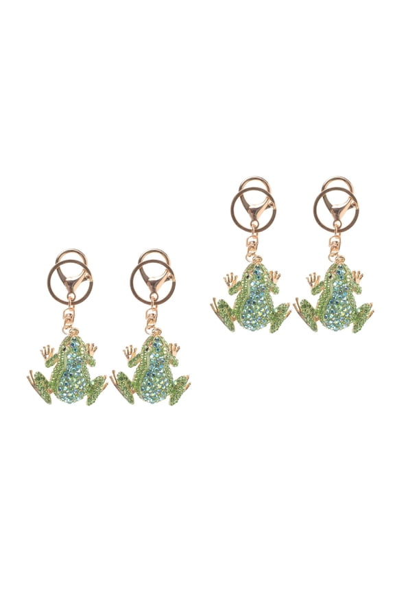 4 pcs  Green Frog Keychain Bling Rhinestone Key Ring Cute Animal Keychain For Women Frog Bag Charm Crystal Keychain For Handbag And Backpack