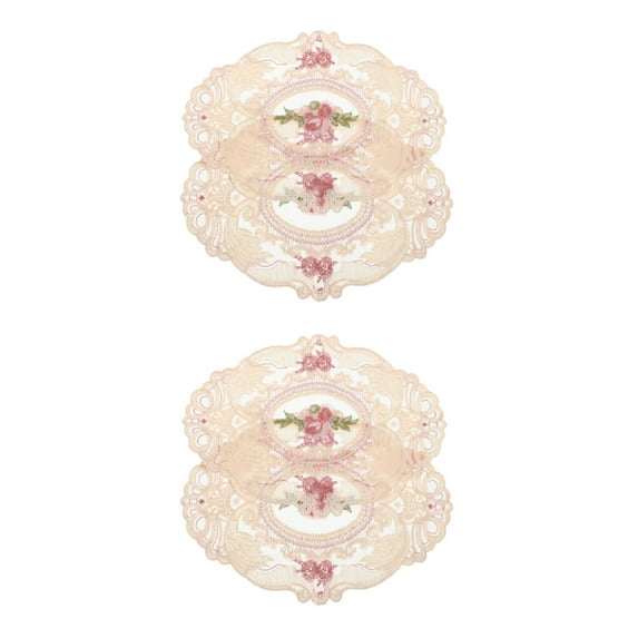 Masteelf 4 pcs  Flower Placemats Romantic Floral Place Mats Embroidery Craft Coasters European Lace Insulation Tablemat Hot Cups Mats For Dining Table