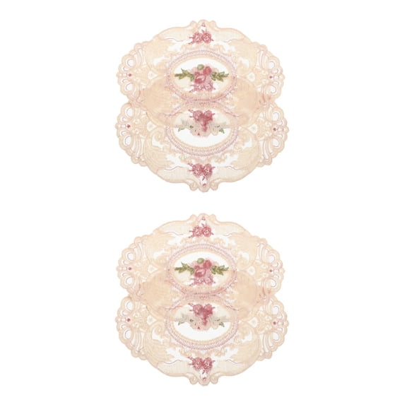 Masteelf 4 pcs Flower Placemats Romantic Floral Place Mats Embroidery Craft Coasters European Lace Insulation Tablemat Hot Cups Mats For Dining Table