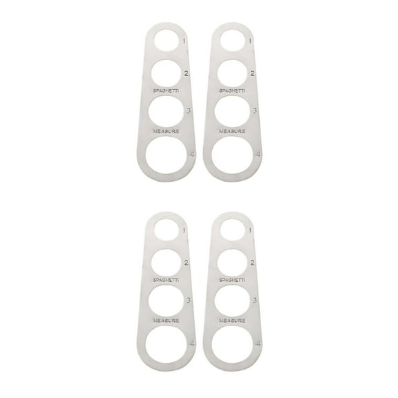 Masteelf 4 pcs  Spaghetti Measuring Tool with Four Holes Stainless Steel Pasta Portion Control Gadget Accurate Noodle Measurement Ruler with 4-hole
