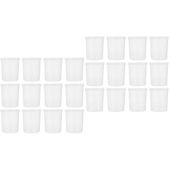 Masteelf 40 Pcs Disposable Measuring Cups Lid Sample Cups Clear Specimen Cups 100ml